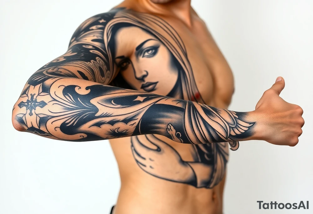 Mexican gang virgin mary tattoo idea