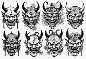 Oni mask with sword tattoo idea