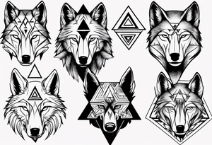 wolf head with triangle on forehead tattoo idea