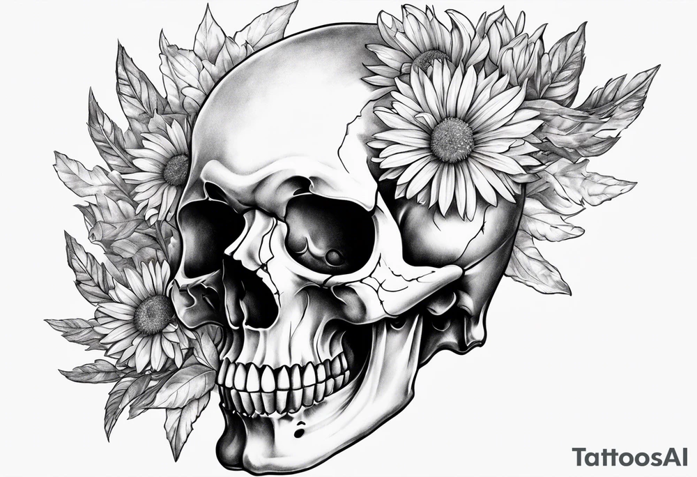 skull and aster tattoo idea