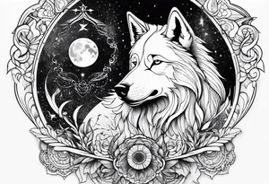 Half wolf half angel tattoo idea