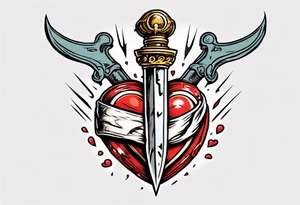 One sketch of a dagger entering the heart tattoo idea