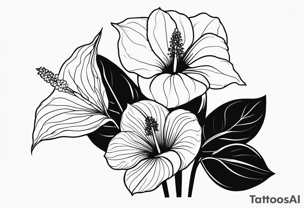 Un bouquet de fleurs avec des oeillets et des anthuriums tattoo idea