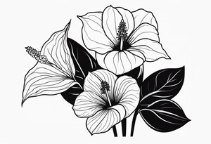 Un bouquet de fleurs avec des oeillets et des anthuriums tattoo idea