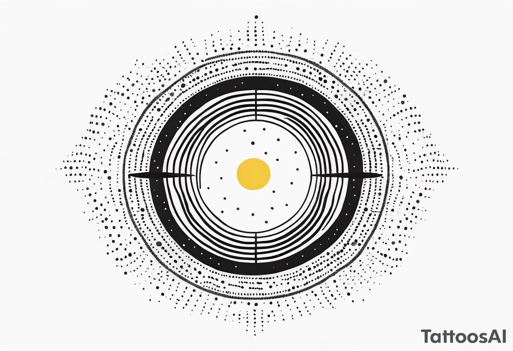 simple sunshine made of black dots with circles tattoo idea