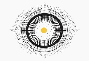 simple sunshine made of black dots with circles tattoo idea
