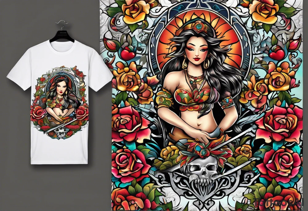 T-shirt with old school tattoo prints tattoo idea