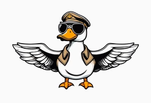 A silly goose dressed as an aviator tattoo idea