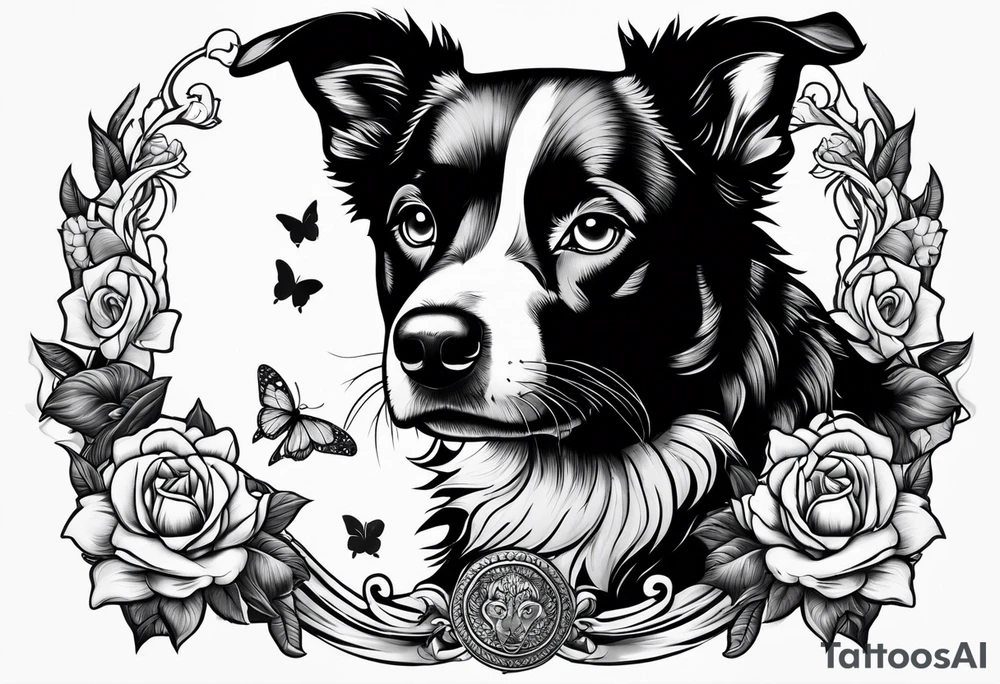 Muay Thai and a border collie and a Siamese cat tattoo idea
