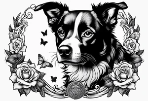 Muay Thai and a  border collie and a Siamese cat tattoo idea