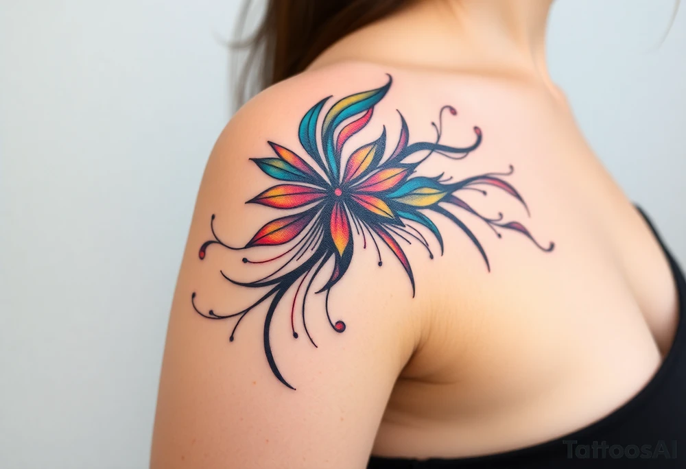 A tatuagem deve expressar força, liberdade e conexão com a multiplicidade da vida, incorporando elementos abstratos e fluidos, com linhas que sugiram movimento e transformação contínua. Evite clichês e busque um design original e significativo. tattoo idea