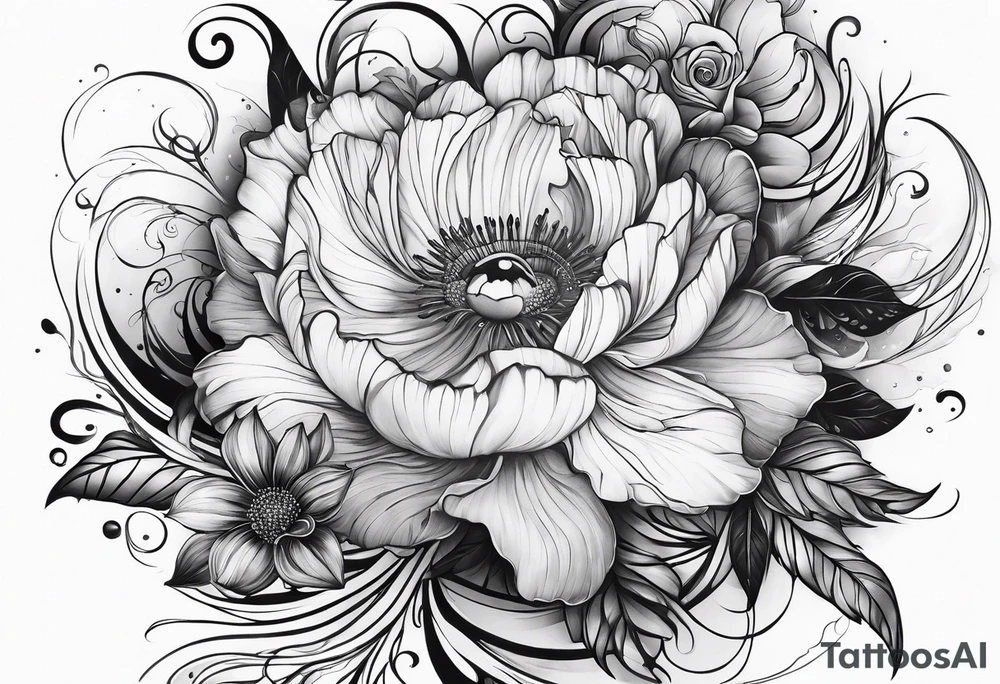 Time cosmic beauty flowers fear smoke tattoo idea