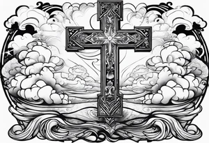 cross with clouds tattoo idea