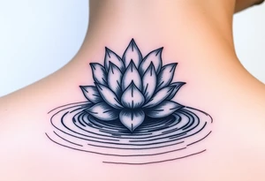 serene lotus flower emerging from sacred waters with ripples tattoo idea