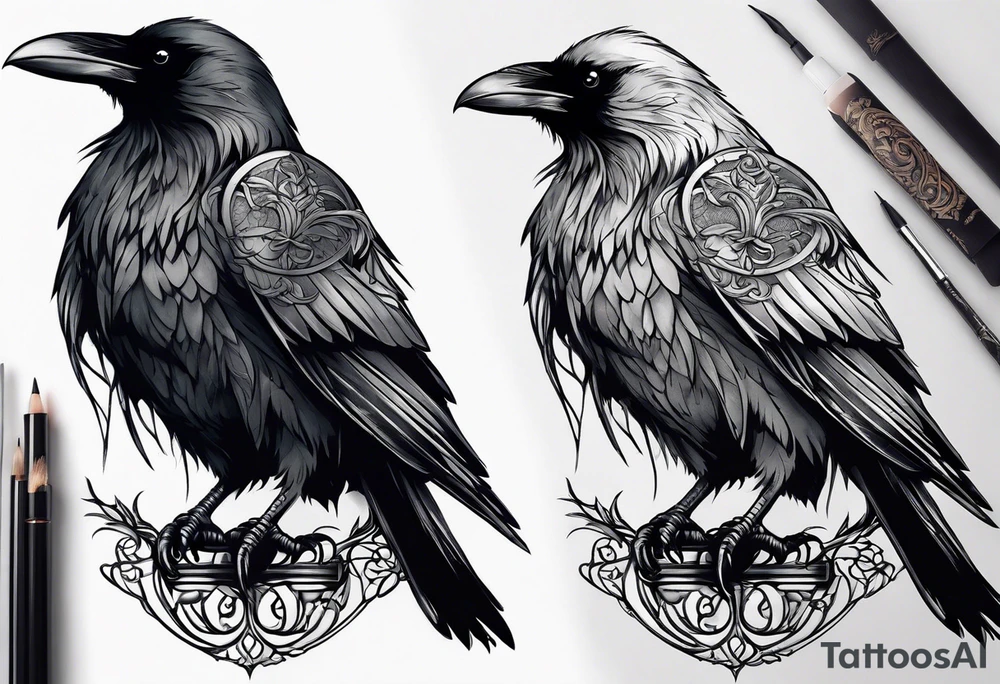 raven perched tattoo idea