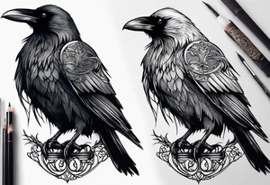 raven perched tattoo idea