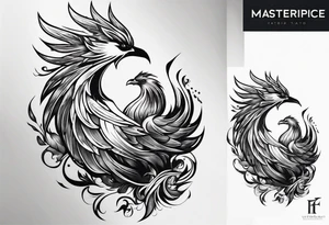 Phoenix riding from ashes side profile tattoo idea
