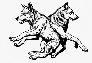 two wolves dancing the tango. extremely simplified tattoo idea