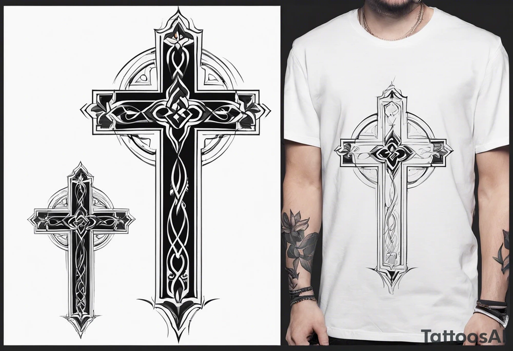 Cross tattoo with a “L” and “T” in it tattoo idea