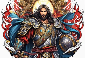 The armor of Jesus Christ fight off evil spirit tattoo idea