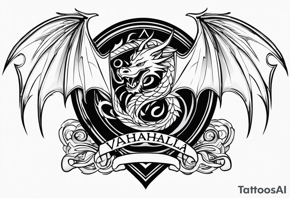 Valhalla sword shield dragon tattoo idea