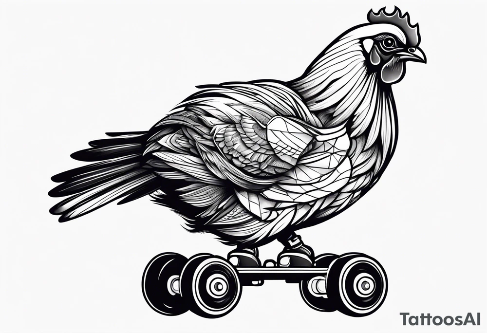 roller skaters chicken tattoo idea