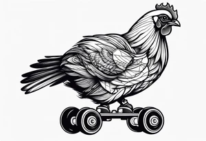 roller skaters chicken tattoo idea