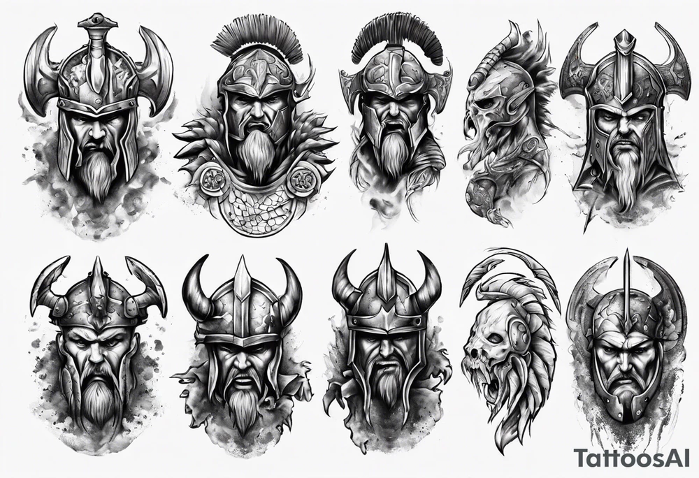 ocean gods gladiator war aggressive tattoo idea