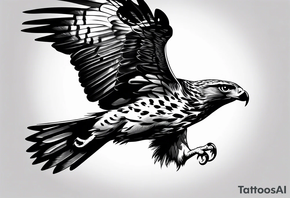 Hawk flying down to the ground tattoo idea