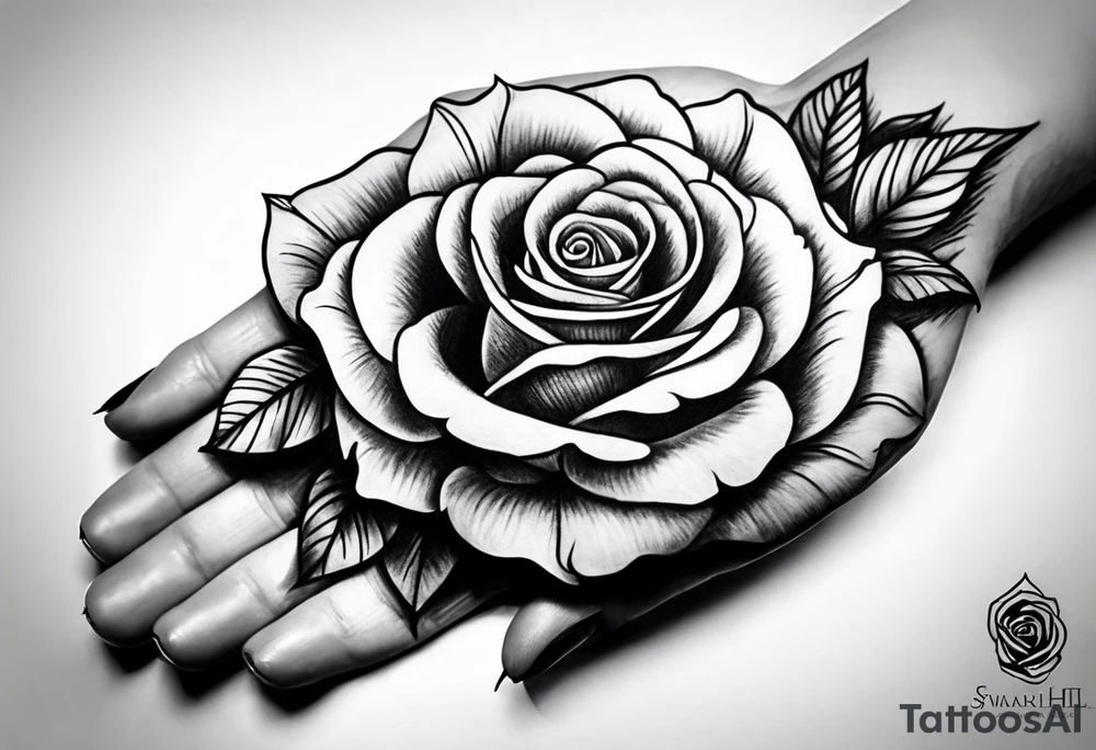 rose in hand tattoo idea