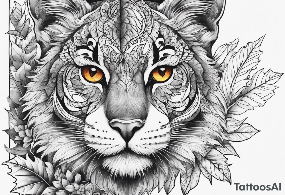 thigh tattoo with fall colors tattoo idea