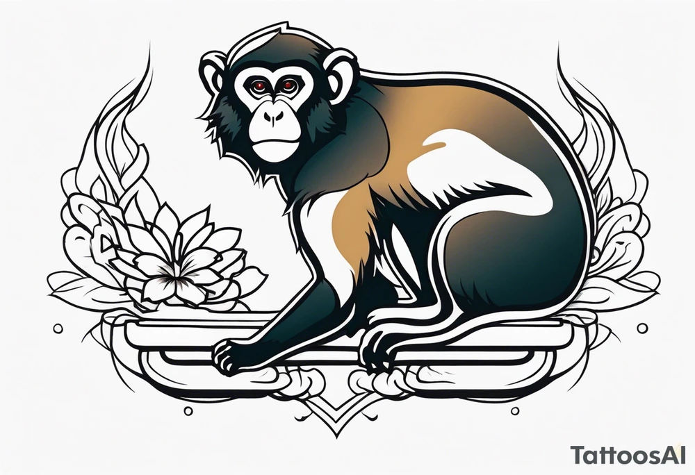 ful body monkey traditional art tattoo idea