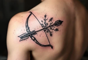 Bow and arrow arm with kompass but simple tattoo idea