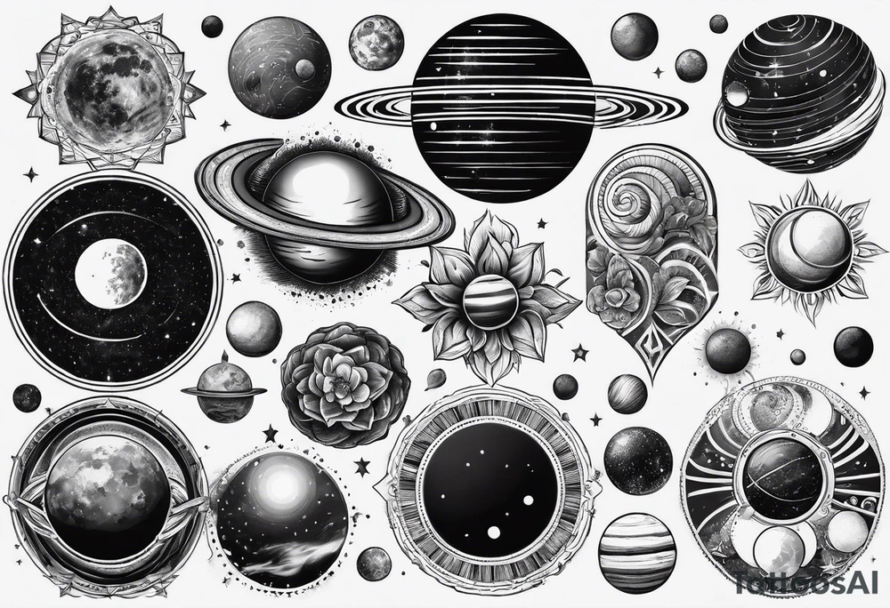 solar system spine tattoo idea