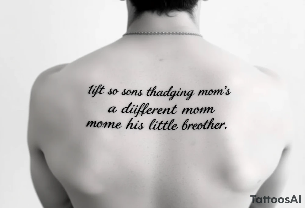 Quote about 1st sons death changing mom to be a different mother to his little brother tattoo idea