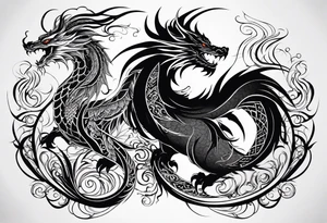 majestic  dragon and phoenix  in harmony and balance tattoo tattoo idea