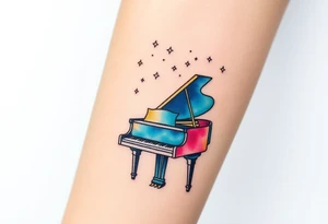 Grand piano under stars tattoo idea