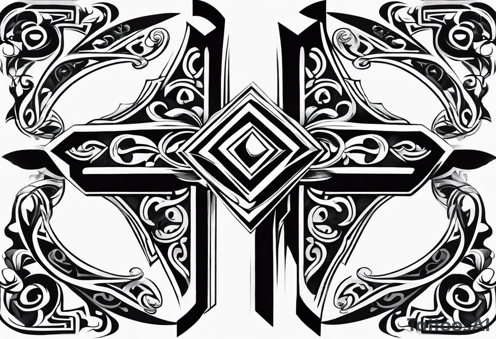 tribal band with basque 
cross tattoo idea