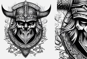 Valhalla sword shield axe armour tattoo idea