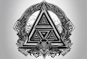 Valhalla steps Valknut sword tattoo idea