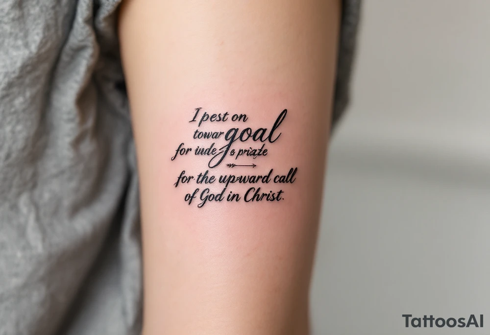 I press on toward the goal for the prize of the upward call of God in Christ Jesus tattoo idea