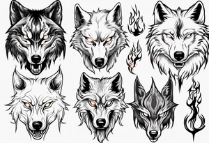 wolf with fire eyes tattoo idea