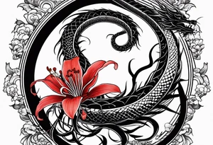 Red Spider Lily, Black Dragon tattoo idea