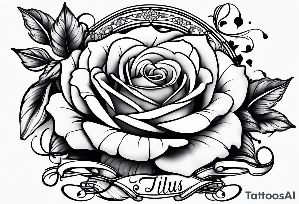 Name tattoo with Julius written on it  with roses in a cursive font tattoo idea
