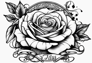 Name tattoo with Julius written on it  with roses in a cursive font tattoo idea