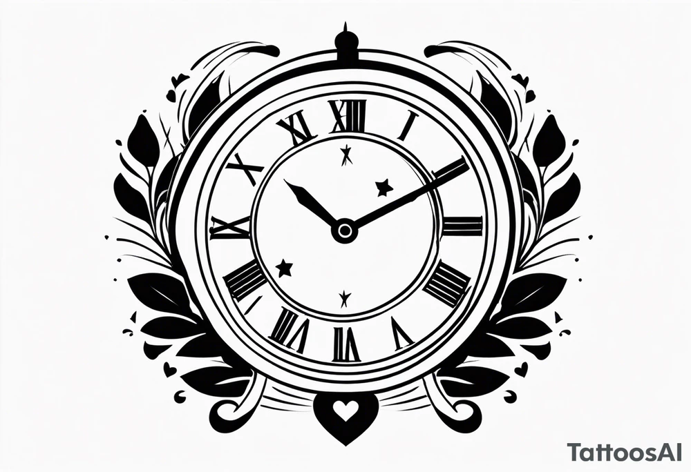 clock with dollar symbol at top position and heart at bottom position tattoo idea