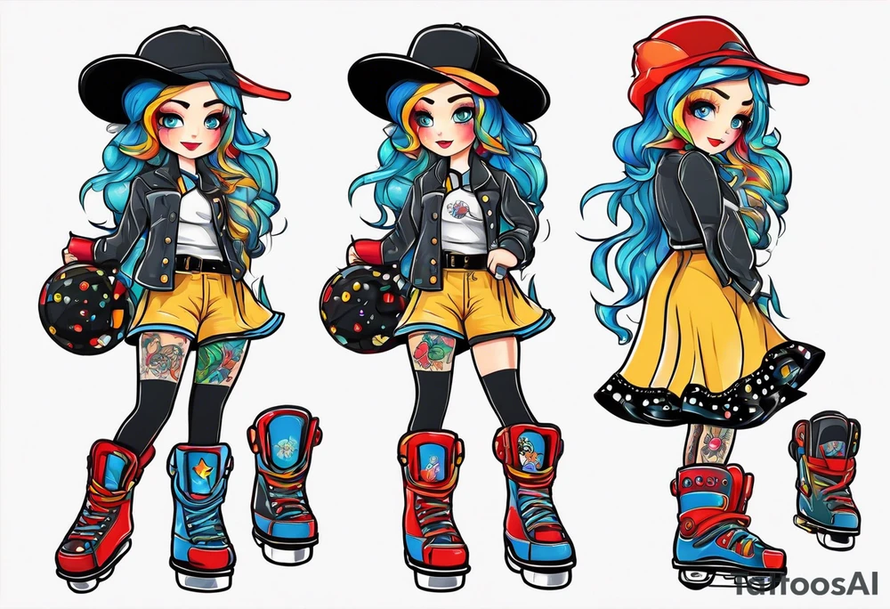 Roller skating girl tattoo idea