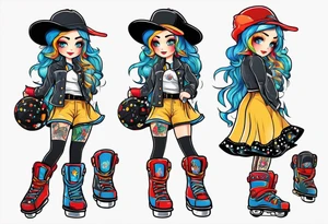Roller skating girl tattoo idea