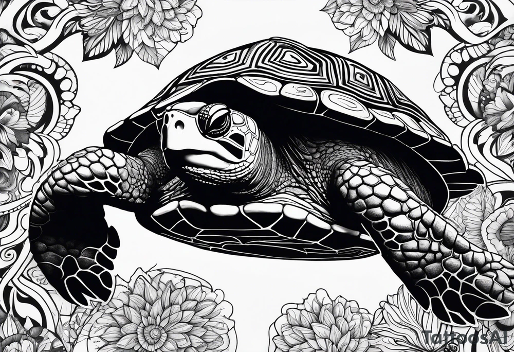 psychedelic turtle tattoo idea