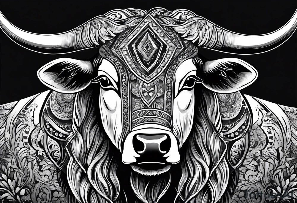 Texas Long horn with IR on the forehead tattoo idea Texas Long horn with IR on the forehead tattoo idea
